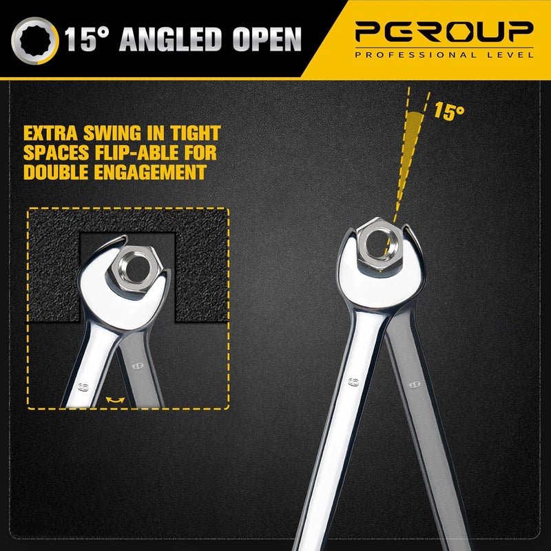 pgroup 9mm Metric Combination Wrench, CR-V Steel with Mirror Polish, 12-Point Design, 15-Degree Offset, Perfect for Auto Repair, Household, Car & Truck Emergency - Image 5